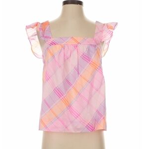 Lilly Pulitzer Pink Lavender Peach Plaid Ruffle Strap Tank